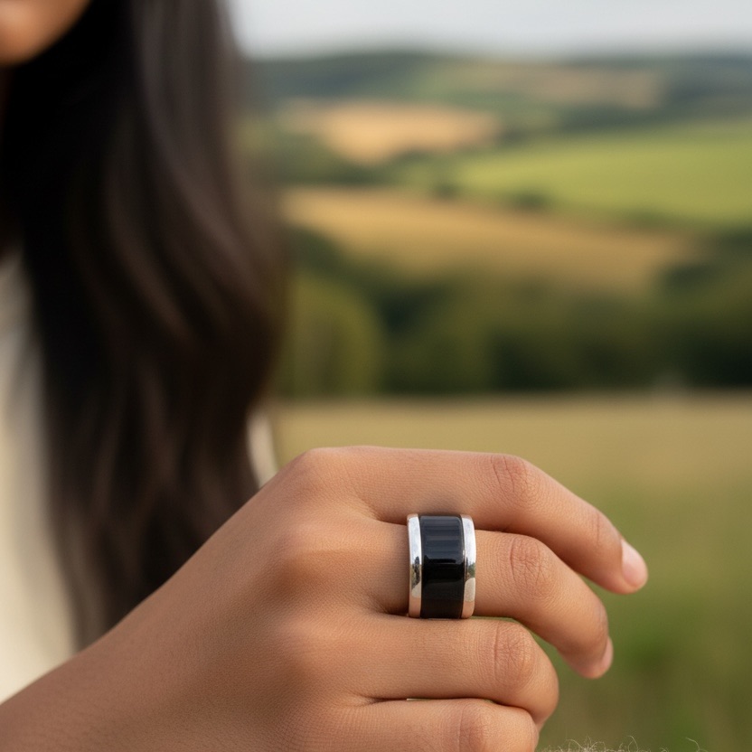Genuine Black Onyx 18kge Ring Size 5-3/4
